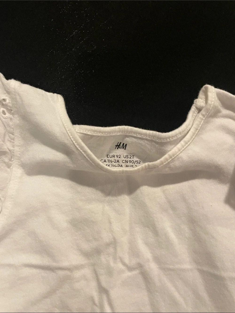 H&M White Eyelet Flutter Sleeve Tee with Light Blue Shorts